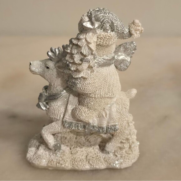 Snowmans Riding Polar Deer /Bear Resin Figurines Cornerstone Creations Vntg 2000 - Picture 5 of 12